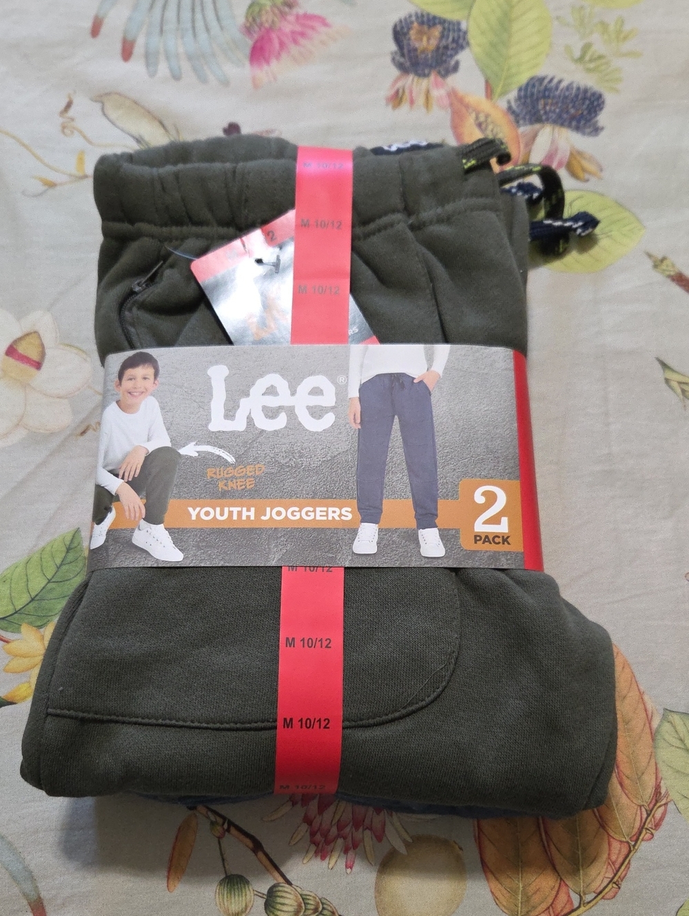 2 Pack Lee Unisex Kids Joggers - Olive and Blue Size 10 12